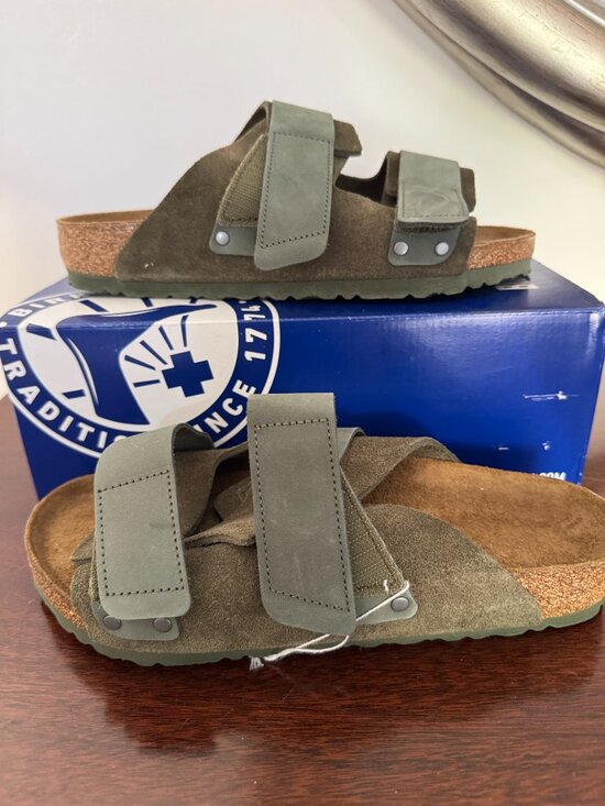 Birkenstock Unisex Uji Nubuck-Suede Leather in Olive  - Sz: 8US/41